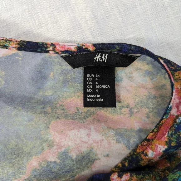 H & M, watercolor, racerback, spaghetti strap tank top, women's size 4 A8 - Picture 3 of 7